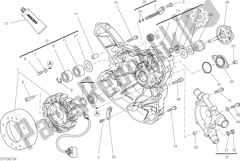 Alle onderdelen voor de Waterpomp-altr-zijde Crnkcse Deksel van de Ducati Monster 821 Dark 2016